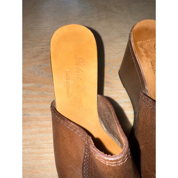Robert Clergerie brown Leather platform wedge Slides size 5.5 - Picture 4 of 8